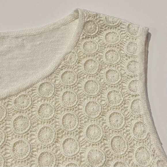 Talbots Petite Ivory Color Crochet Linen Sleeveless Top Tank Women's Size XLp - Picture 7 of 12